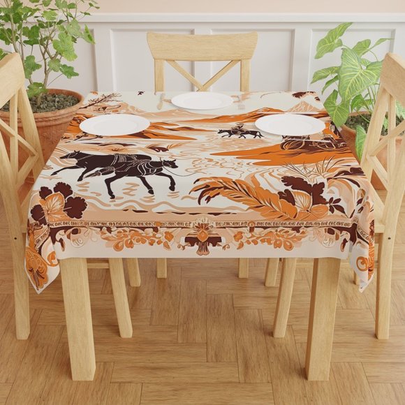 Cowgirl Tablecloth | Boho Tablecloth | Vintage Tablecloth | Rectangle Square - Picture 8 of 9